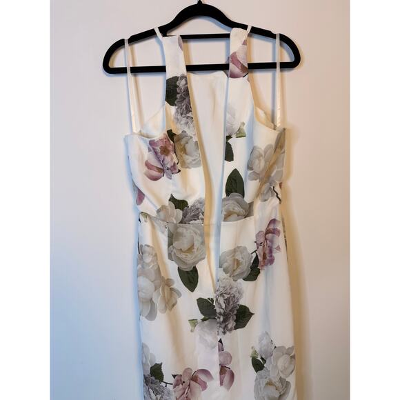 Fame & Partners White Floral Halter Dress Size 6 Open Back Dress - Picture 8 of 10
